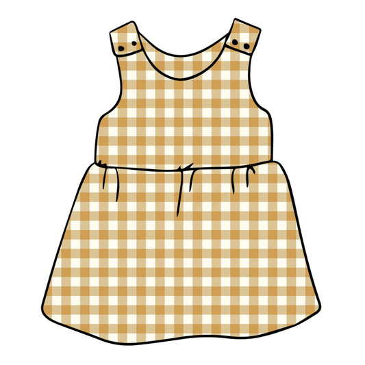 Ochre Gingham Pinafore Dress
