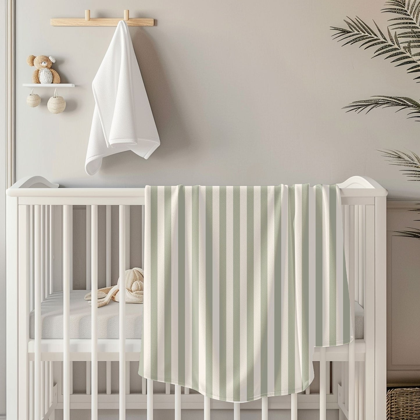 Sage Stripes Toddler & Child Sherpa Blanket