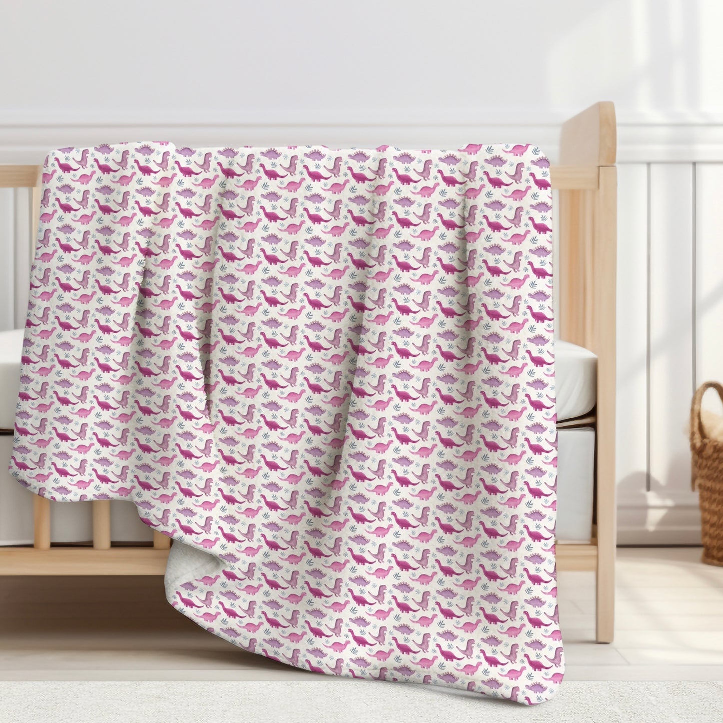 Pink Dinos Sherpa Blanket