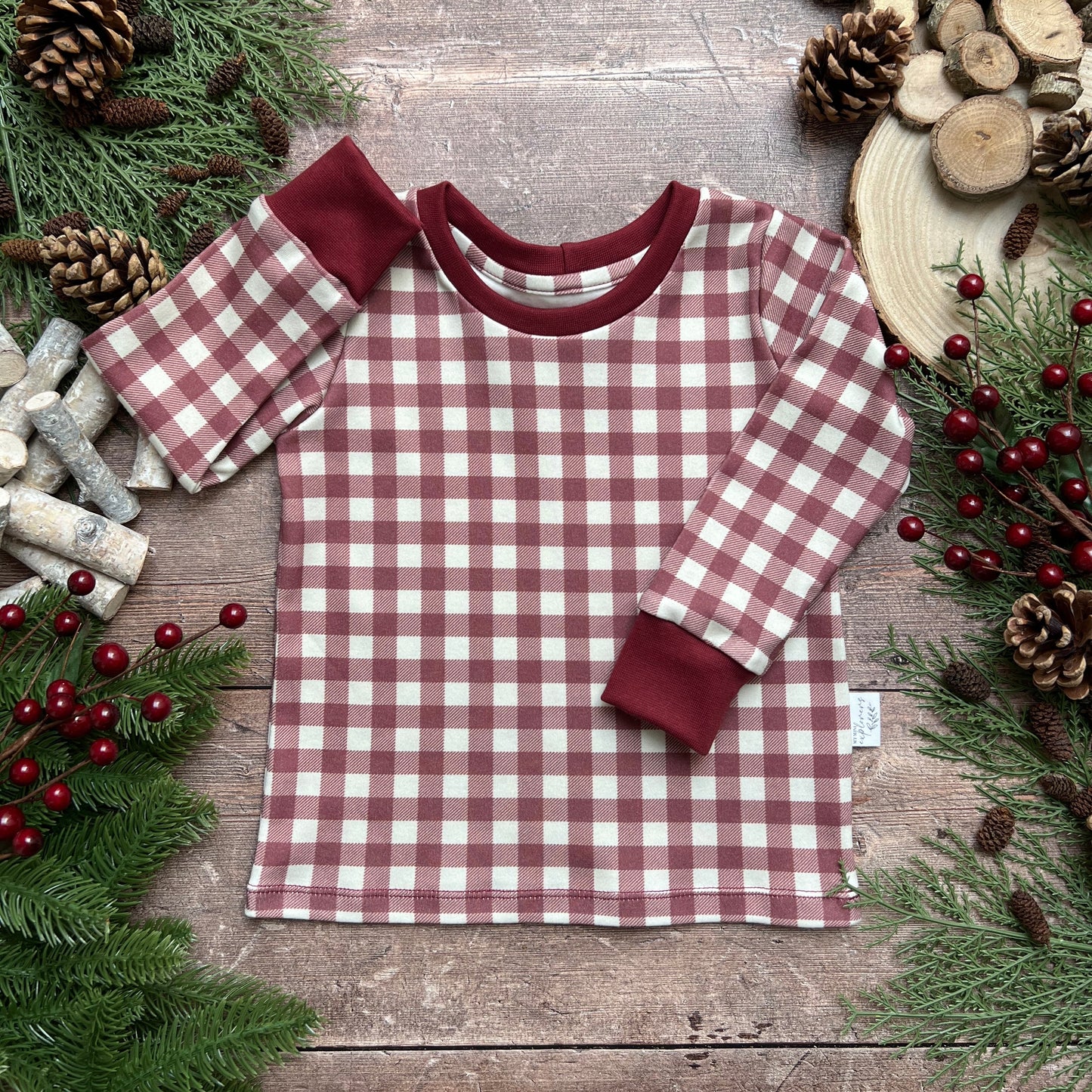Berry Gingham Long Sleeve T-Shirt