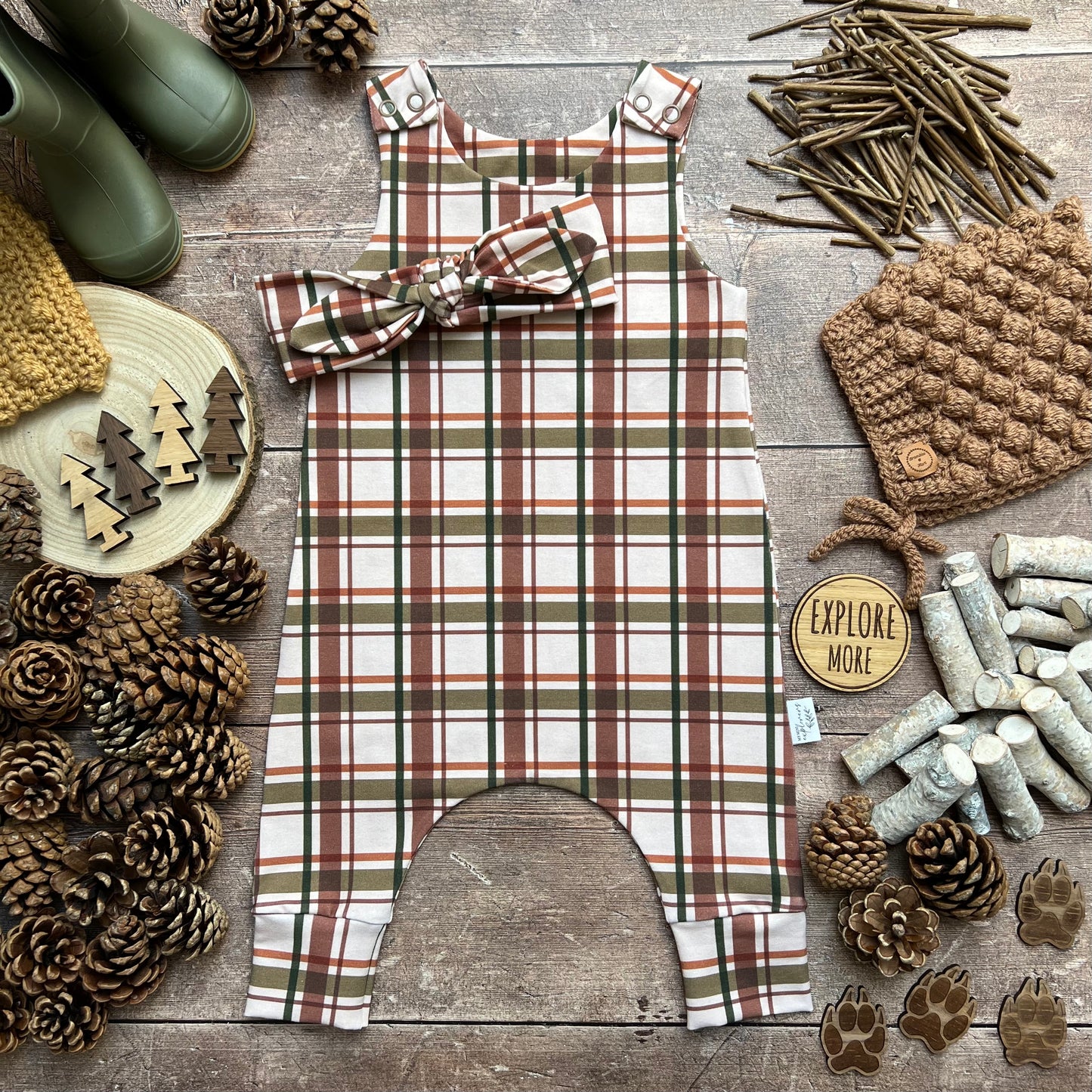 Wild Wood Check Romper