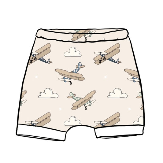 Vintage Airplanes Rolled Shorts