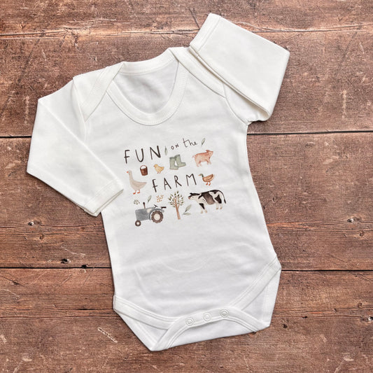 Fun on the farm long sleeve bodysuit 0-3m