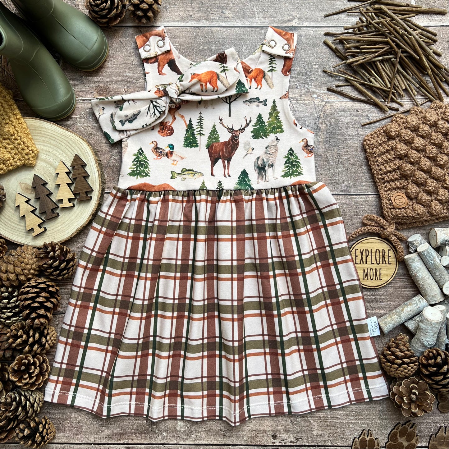 Wild Wood Check Pinafore Dress