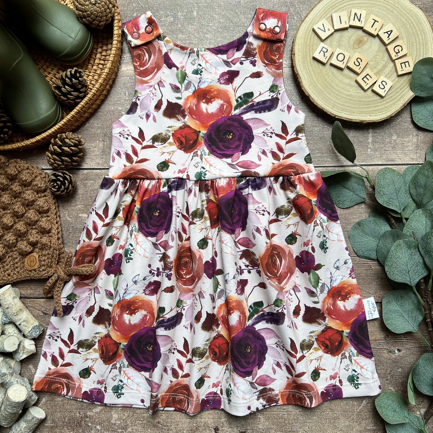 Vintage Roses Pinafore Dress 12-18m