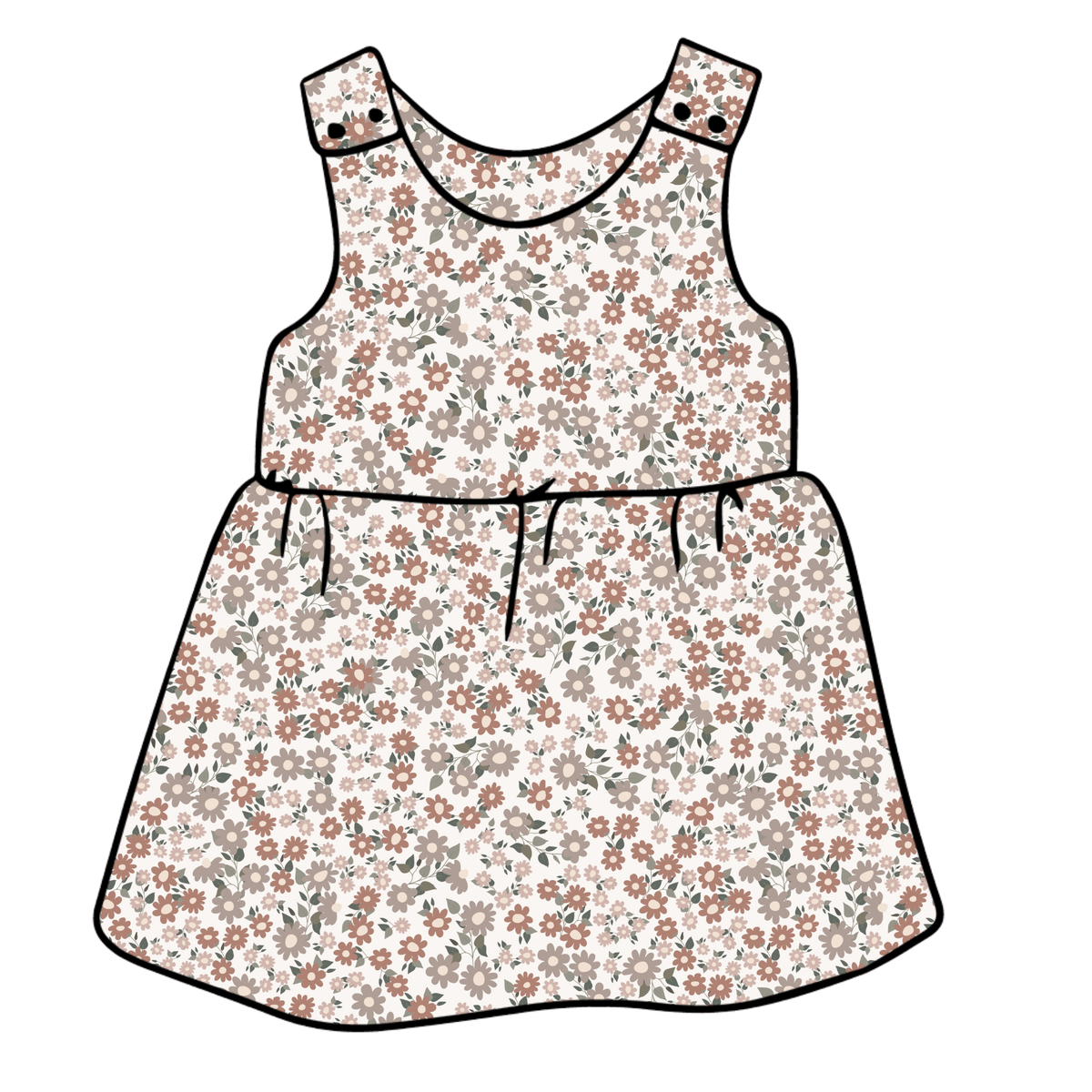 Cottage Core Ditsy Child & Baby Pinafore Dress