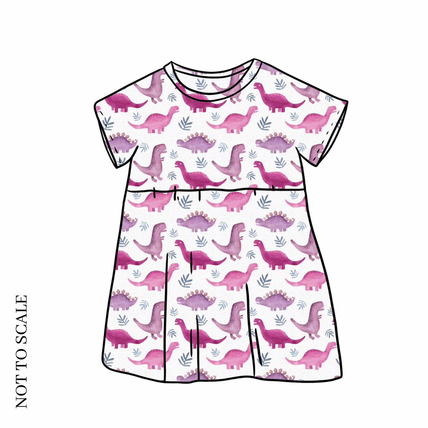Pink Dinos Short Sleeve Dress