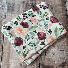 Load image into Gallery viewer, Plum Rose Floral Swaddle Blanket
