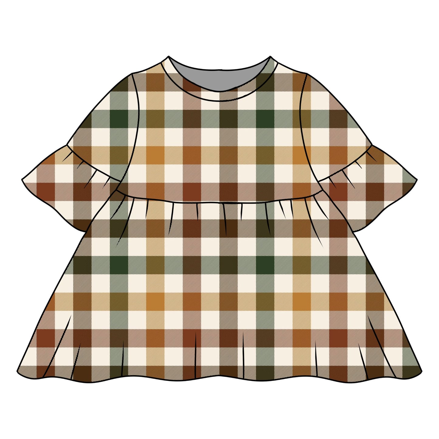Autumn Plaid Child & Baby Frill Sleeve Dress