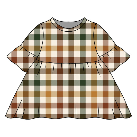 Autumn Plaid Child & Baby Frill Sleeve Dress