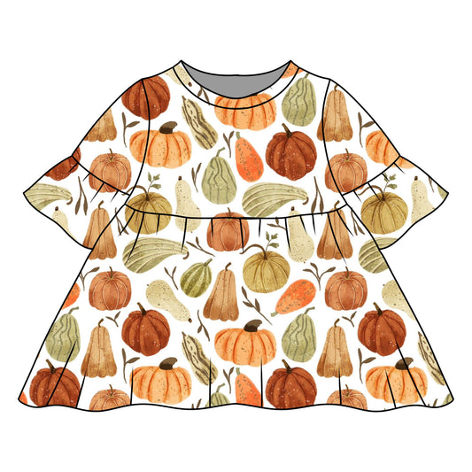 Autumn Squashes Child & Baby Frill Sleeve Dress