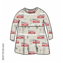 Load image into Gallery viewer, Fire Trucks T-Shirt Dress
