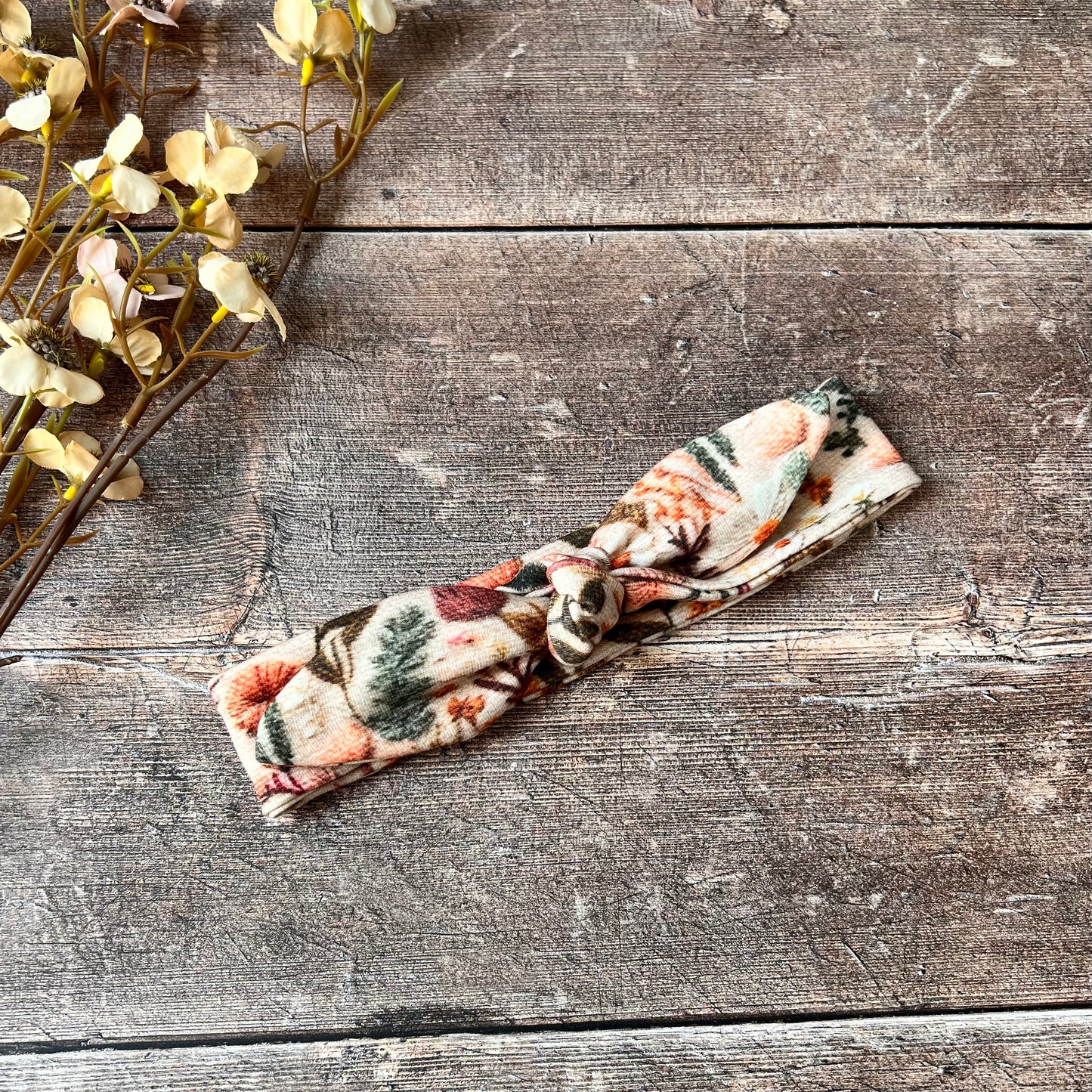 Embroidered Look Floral Knot Bow Headband