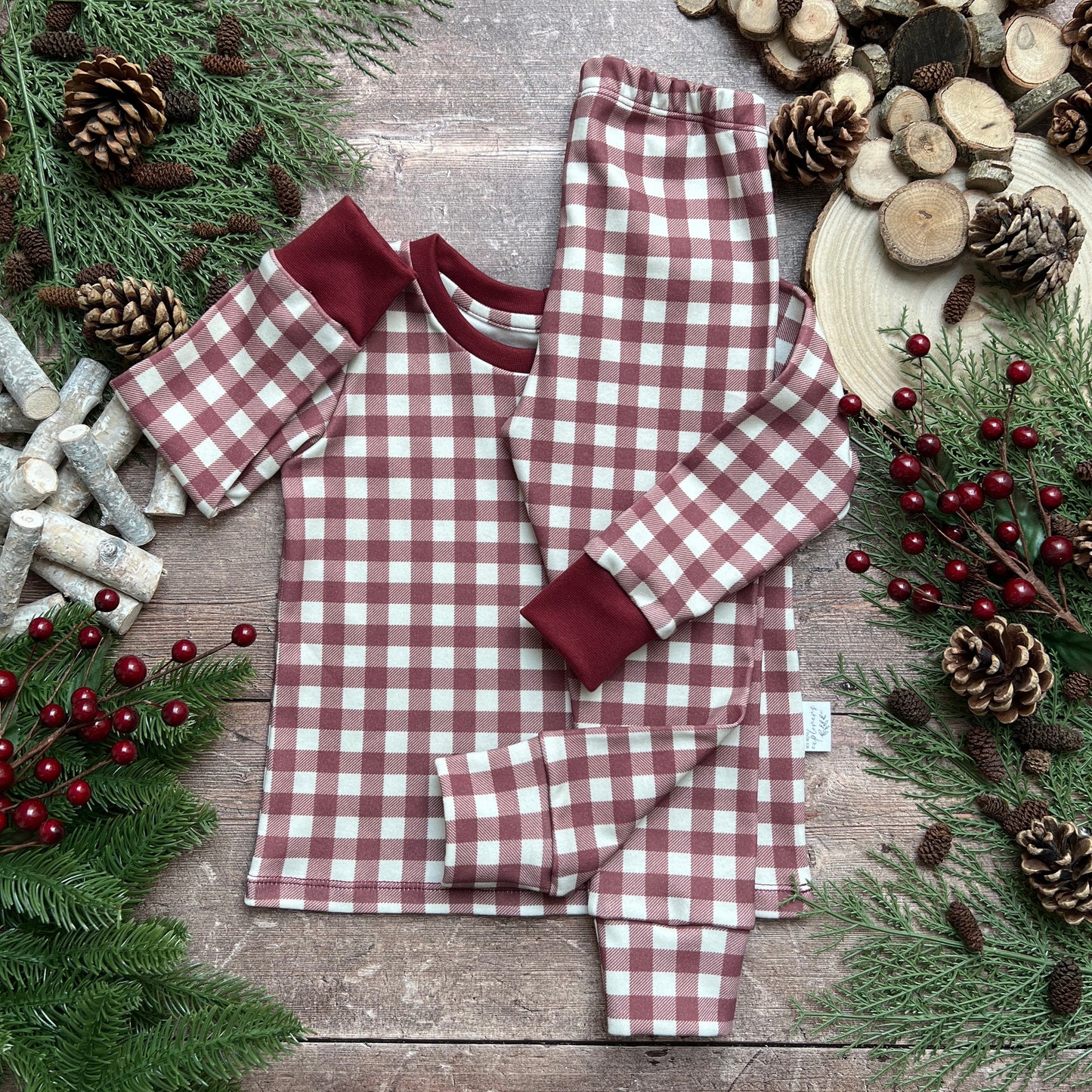 Berry Gingham Long Sleeve T-Shirt
