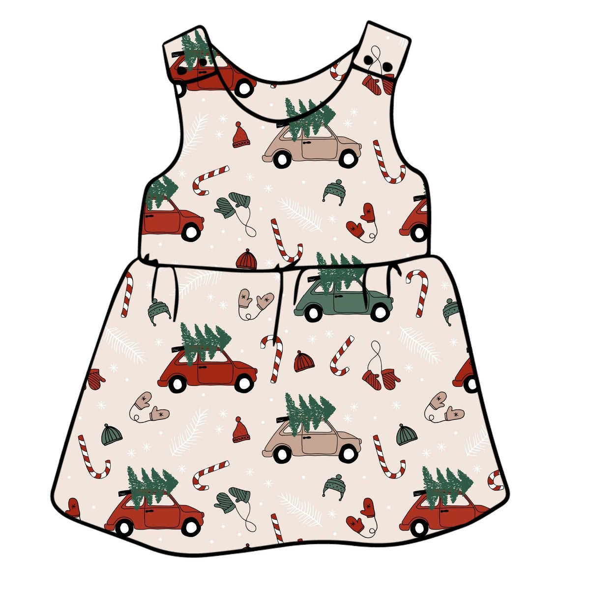 Picking the Tree Child & Baby Pinafore Dress