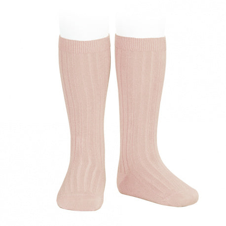 Cóndor Cotton Rib Knee High Socks - OLD ROSE