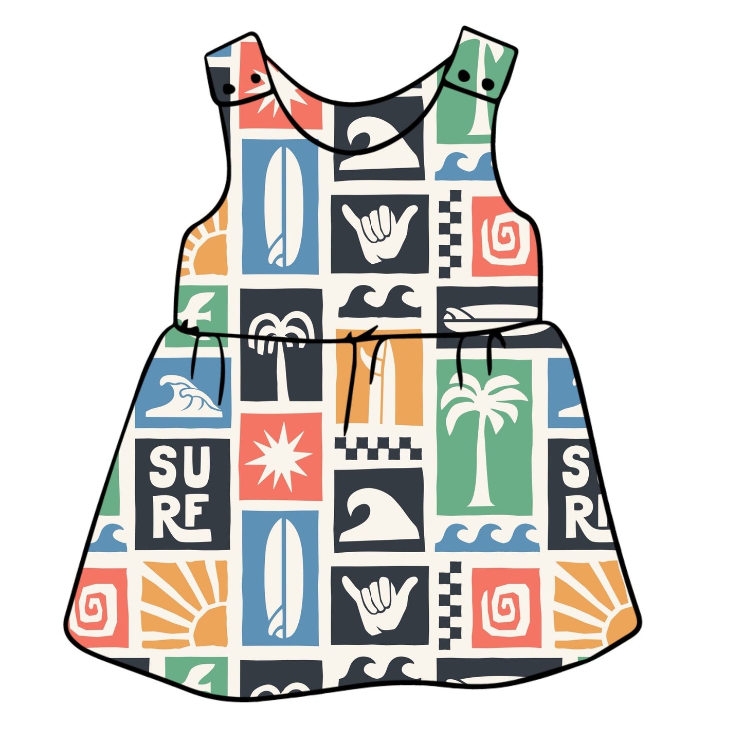 Surfing Child & Baby Pinafore Dress