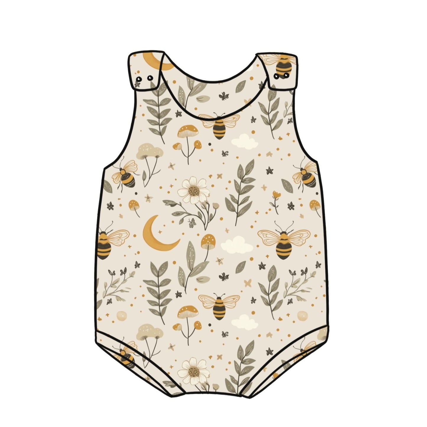 Bees & Moon Child & Baby Bloomer Romper