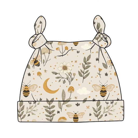 Bees & Moon Baby Knotted Hat