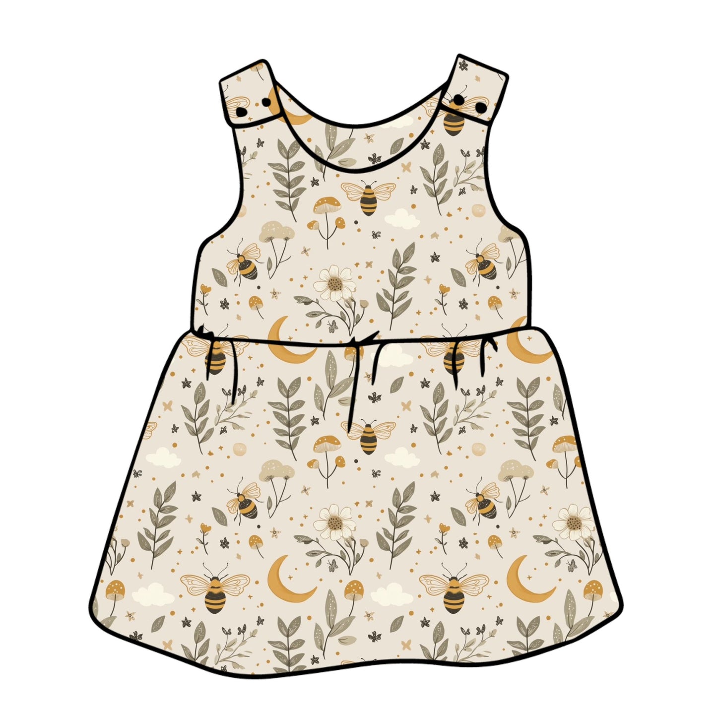 Bees & Moon Child & Baby Pinafore Dress