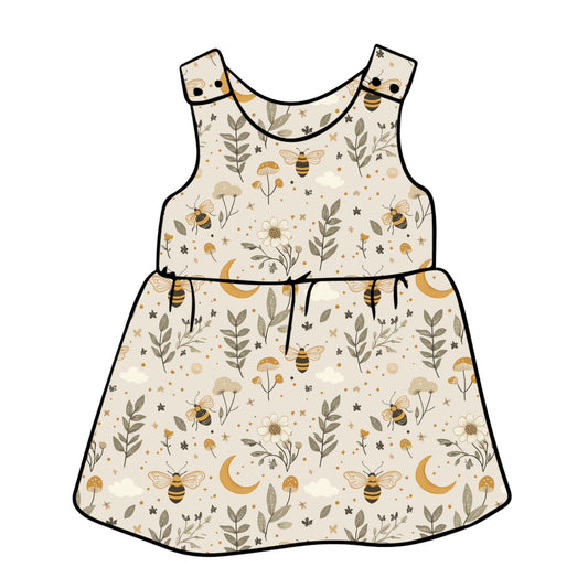 Bees & Moon Child & Baby Pinafore Dress