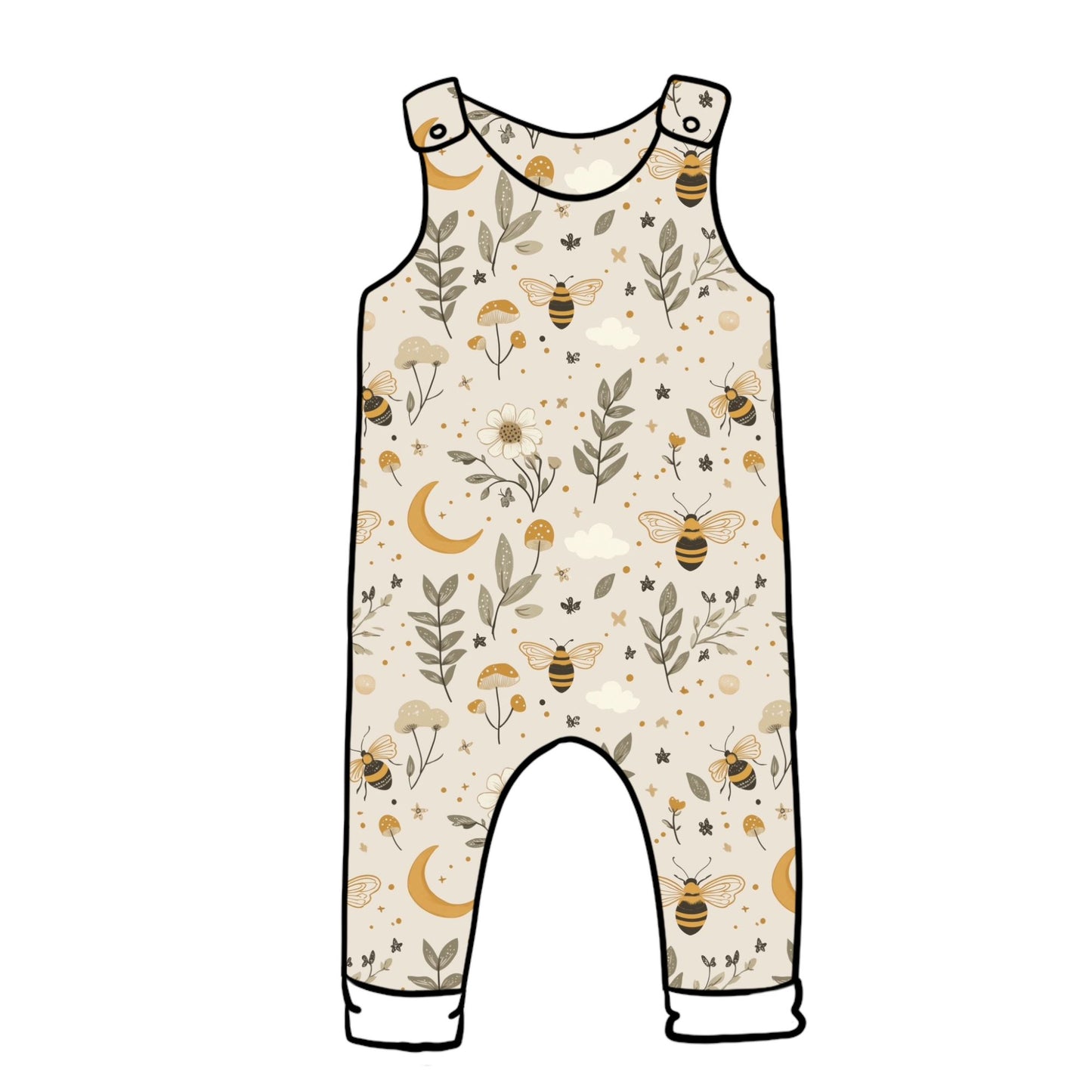 Bees & Moon Child & Baby Full Length Romper
