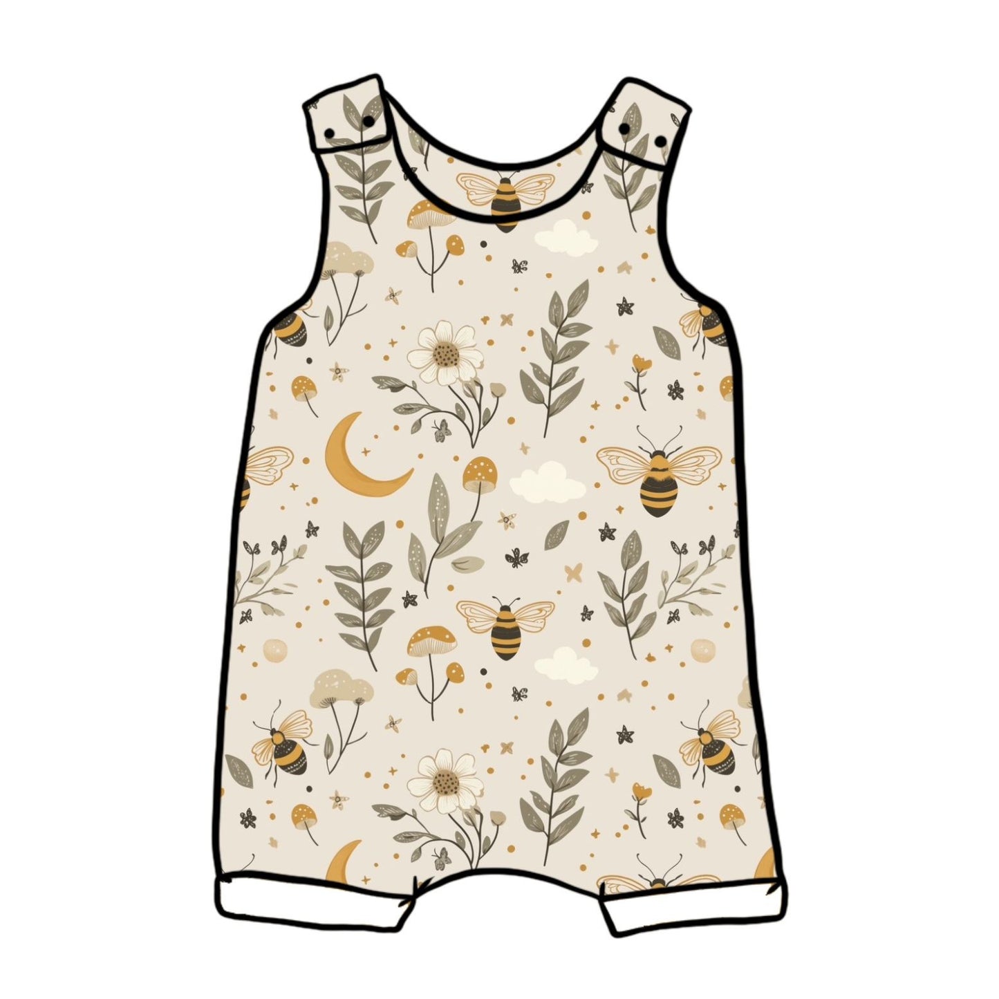Bees & Moon Child & Baby Short Romper