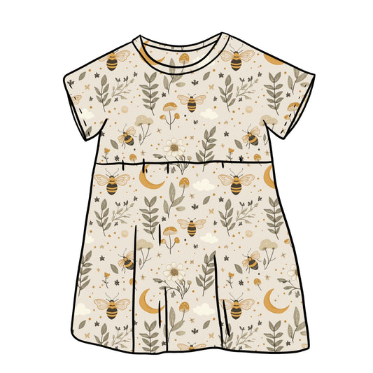 Bees & Moon Child & Baby Short Sleeve Dress