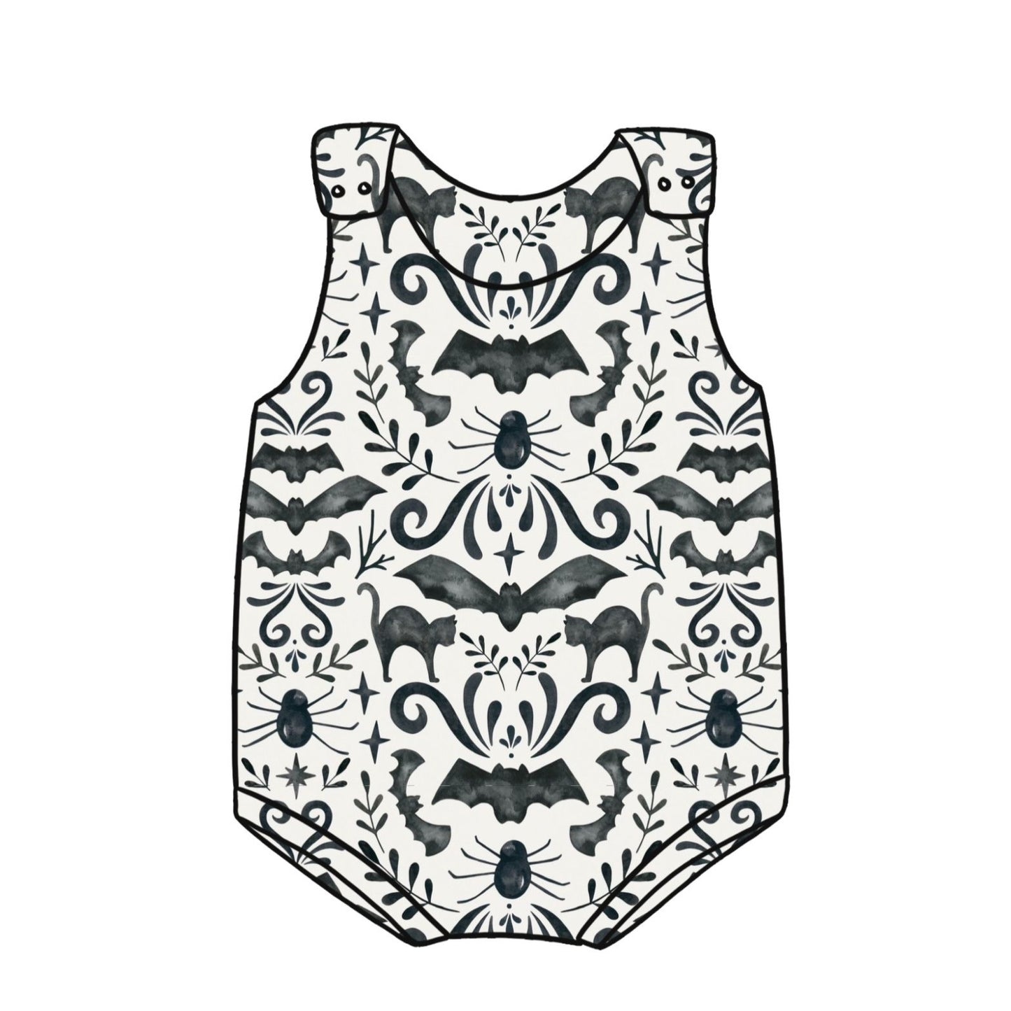 Monochrome Halloween Child & Baby Bloomer Romper