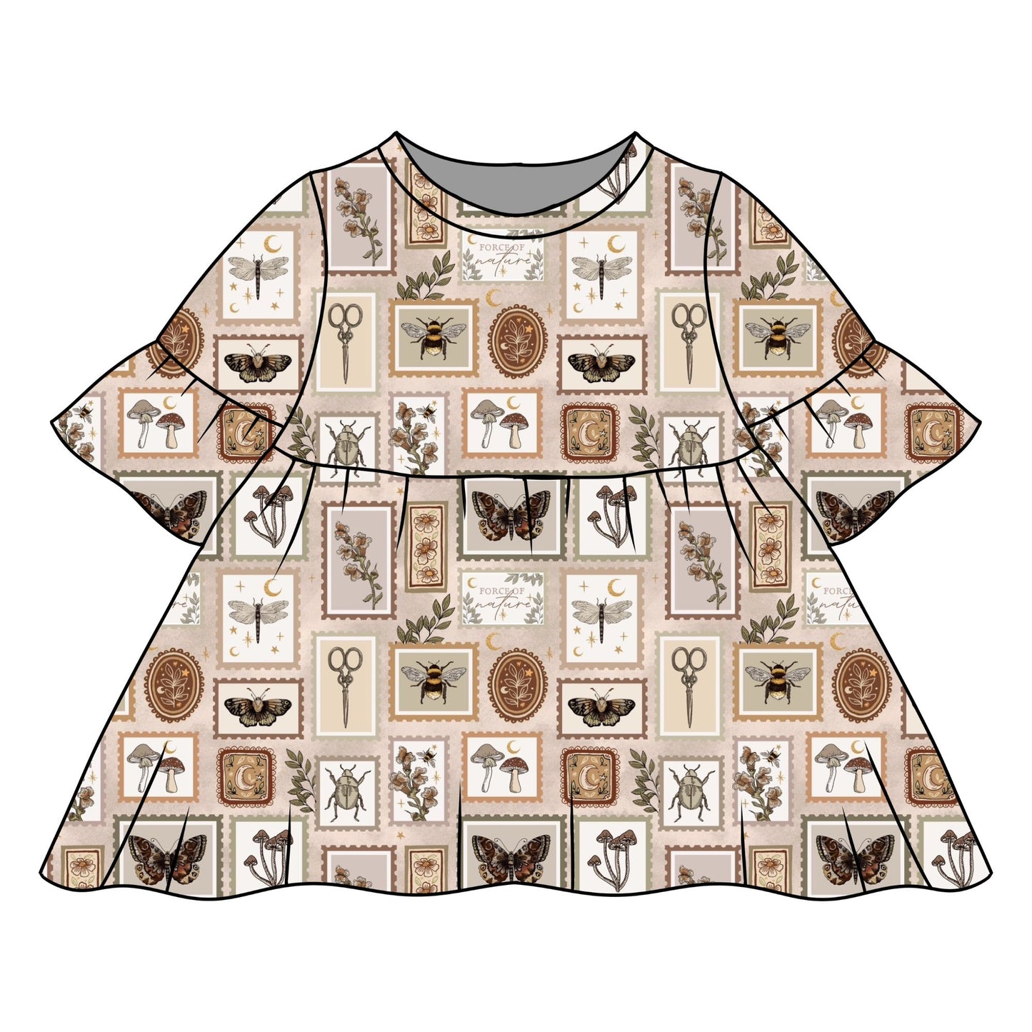 Botany Stamps Child & Baby Frill Sleeve Dress