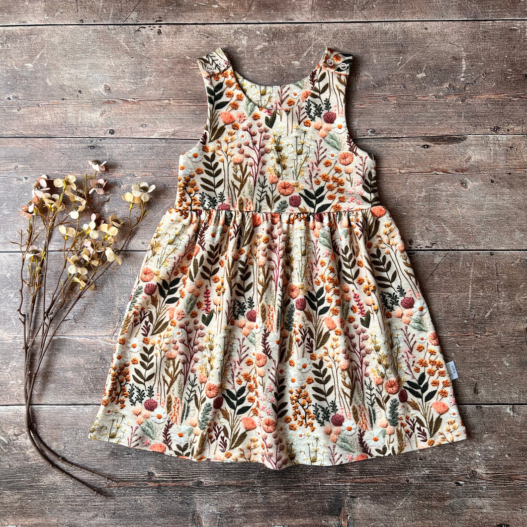 Embroidered Look Floral Pinafore Dress