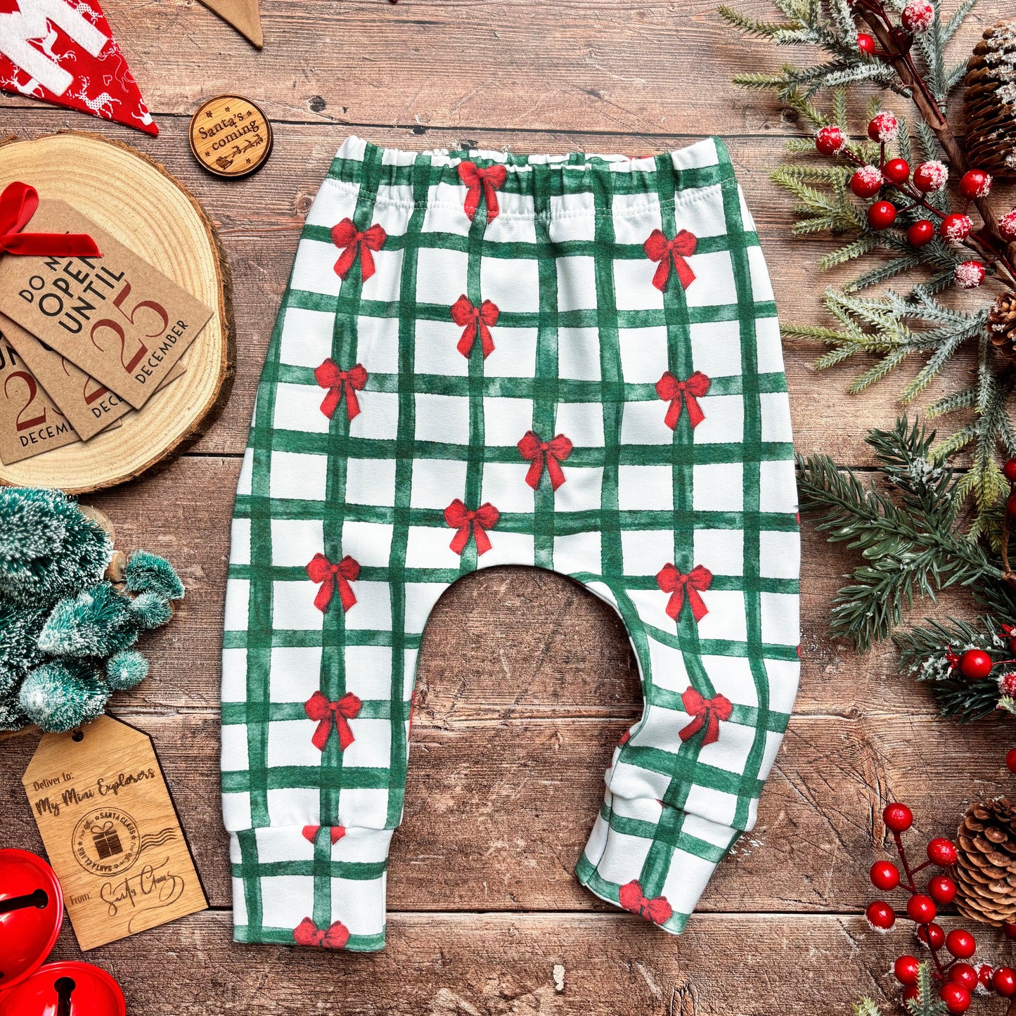 Christmas Gingham Harems 6-9m