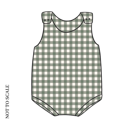 Forest Gingham Bloomer Romper