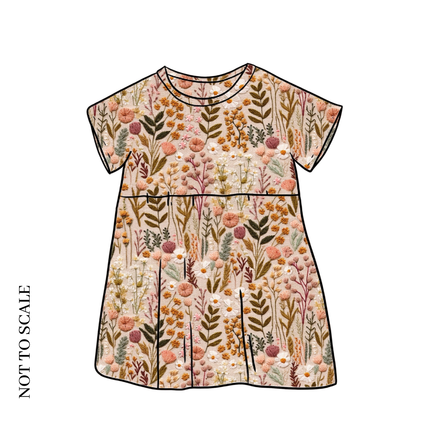 Embroidered Look Floral Short Sleeve Dress