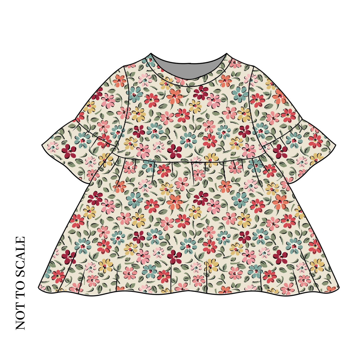 Ditsy Floral Child & Baby Frill Sleeve Dress