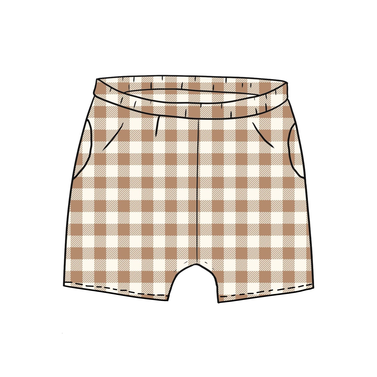 Mocha Gingham Toddler & Child Pocket Shorts
