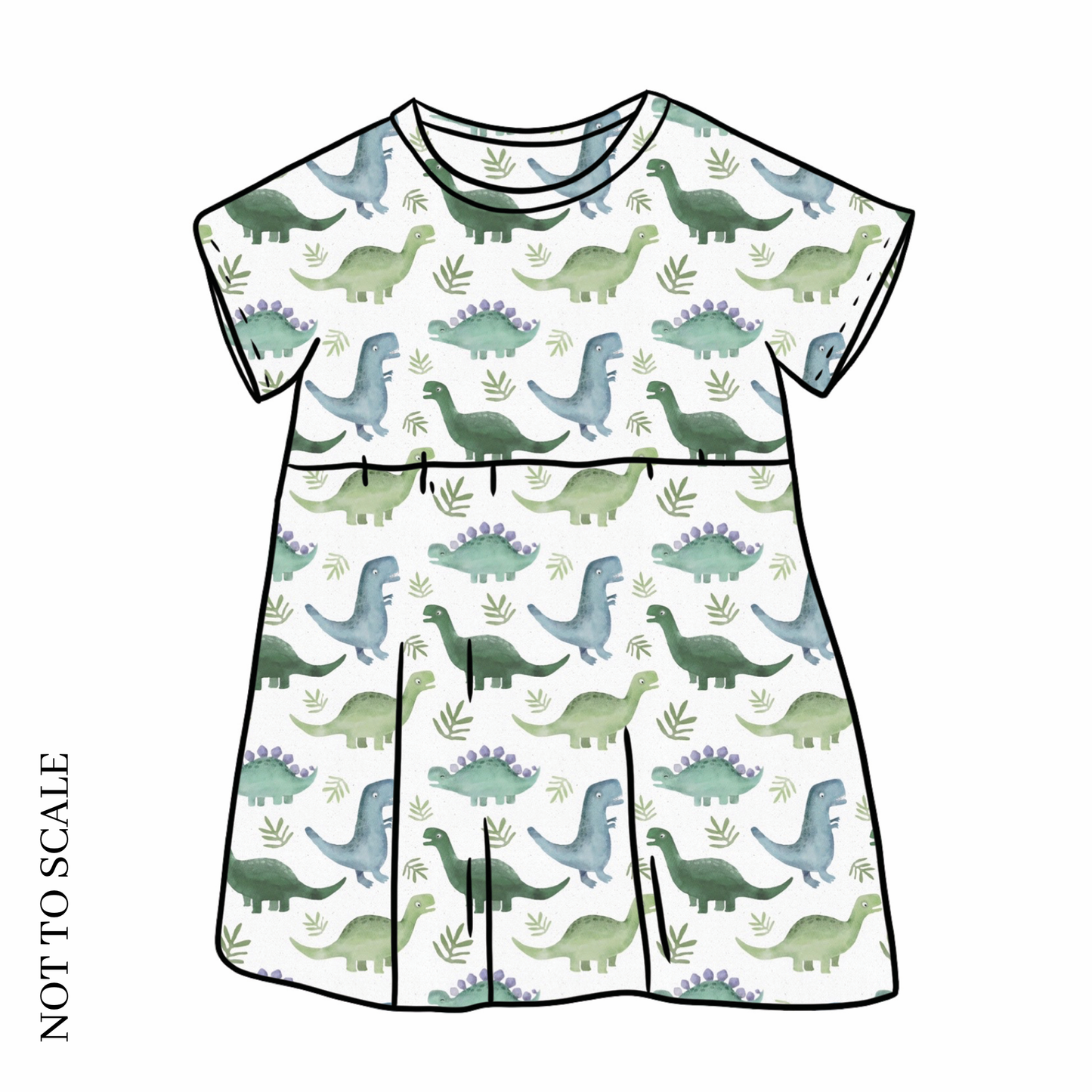 Blue Dinos Short Sleeve Dress
