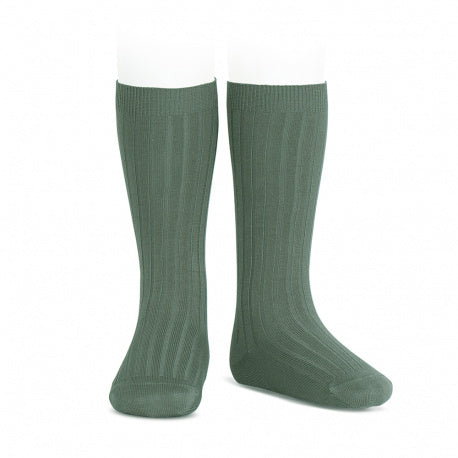 Cóndor Cotton Rib Knee High Socks - LICHEN GREEN