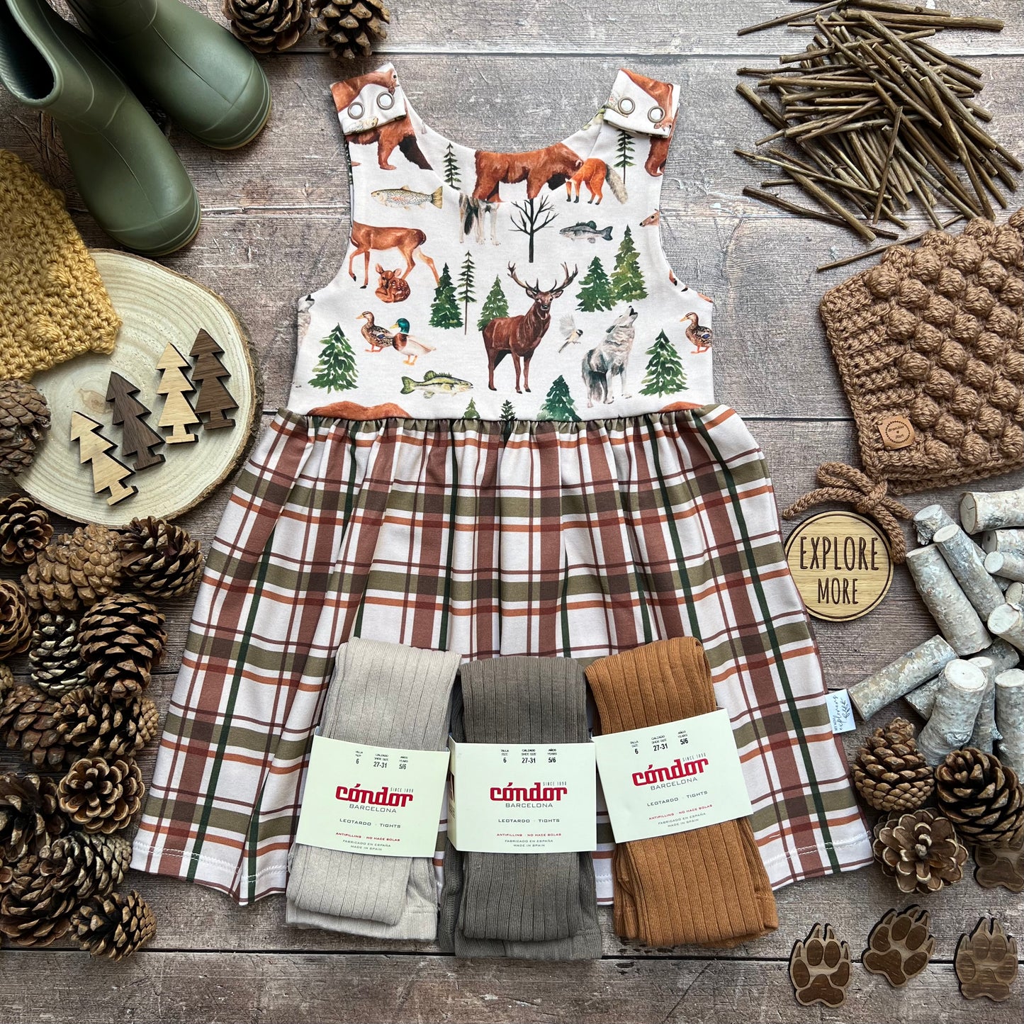 Wild Wood Check Pinafore Dress