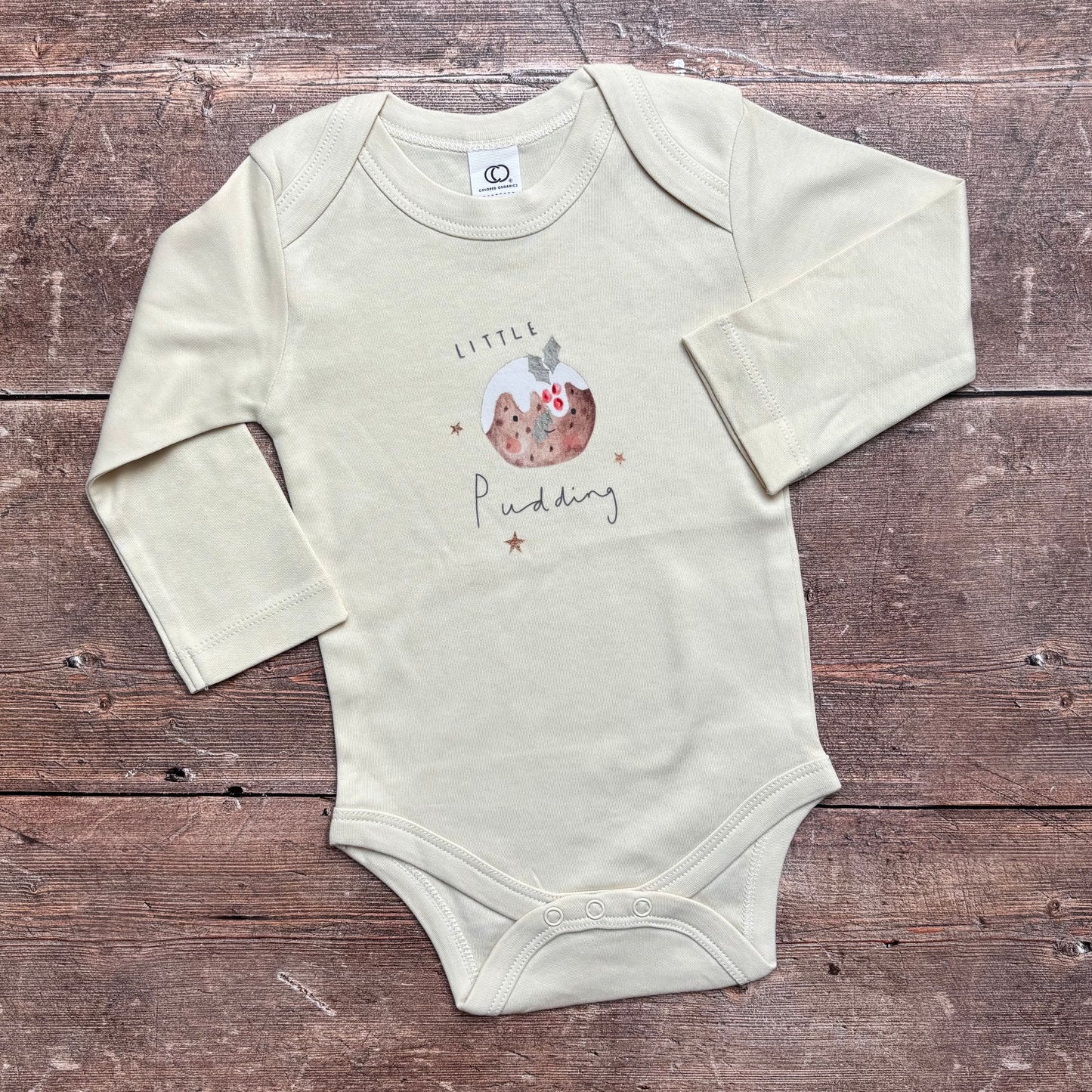 Little Pudding long sleeve bodysuit 6-12m (natural)