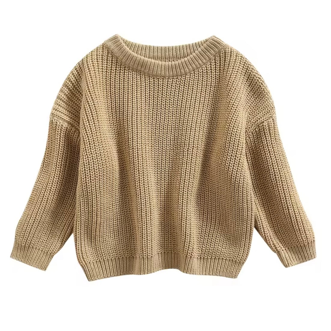 Chunky Knit Oversized Sweater - LIGHT Khaki 0-3m