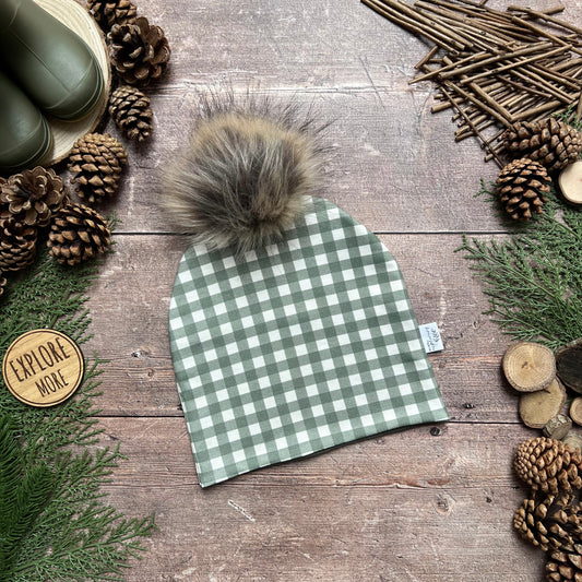 Forest Gingham Bobble Hat