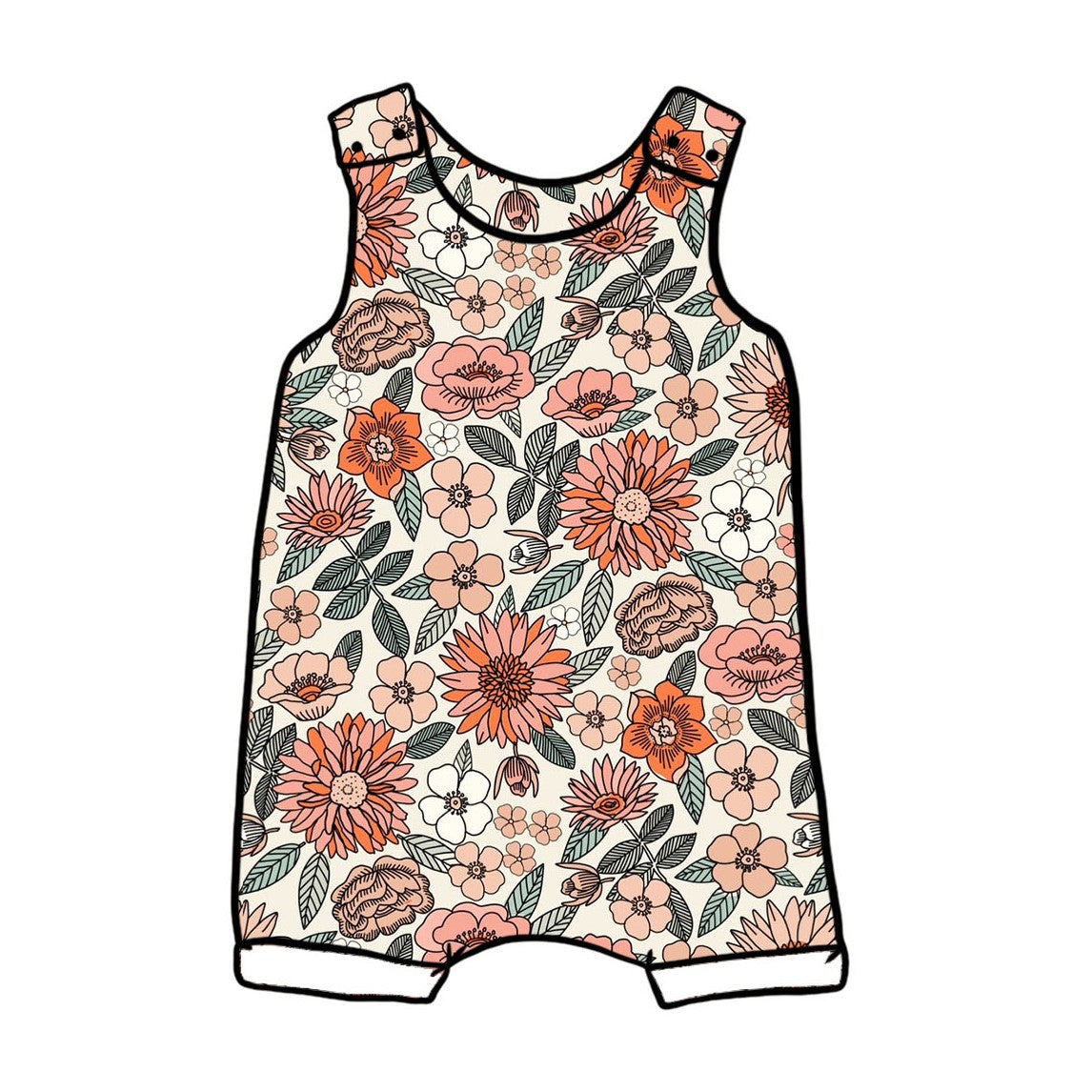 Retro Floral Short Romper