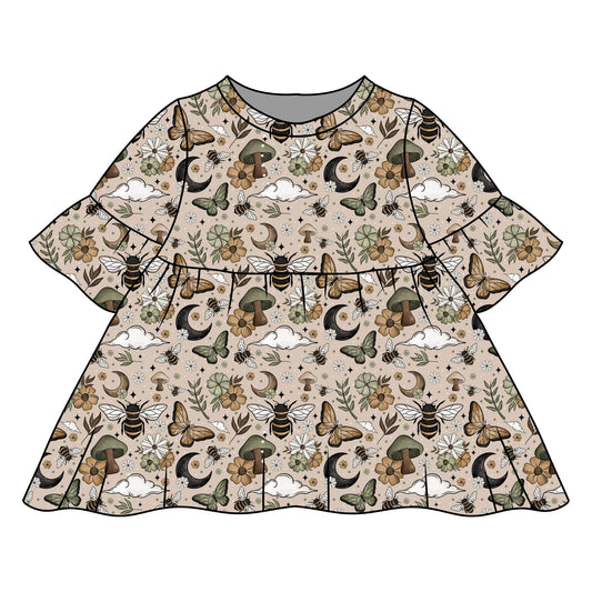 Fall Bees Child & Baby Frill Sleeve Dress