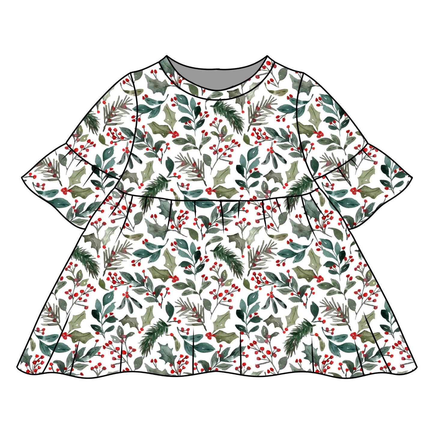 Winter Berries Child & Baby Frill Sleeve Dress