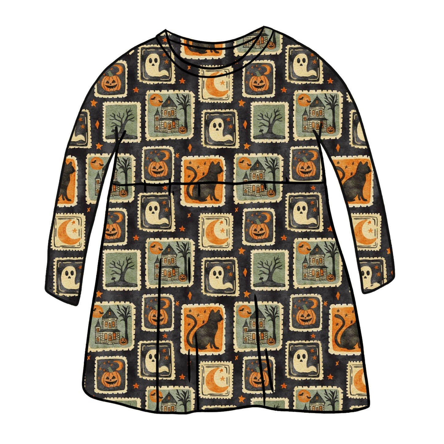 Halloween Stamps Child & Baby Long Sleeve Dress