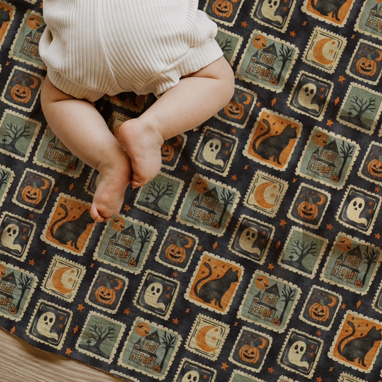 Halloween Stamps Baby & Toddler Muslin Swaddle Blanket