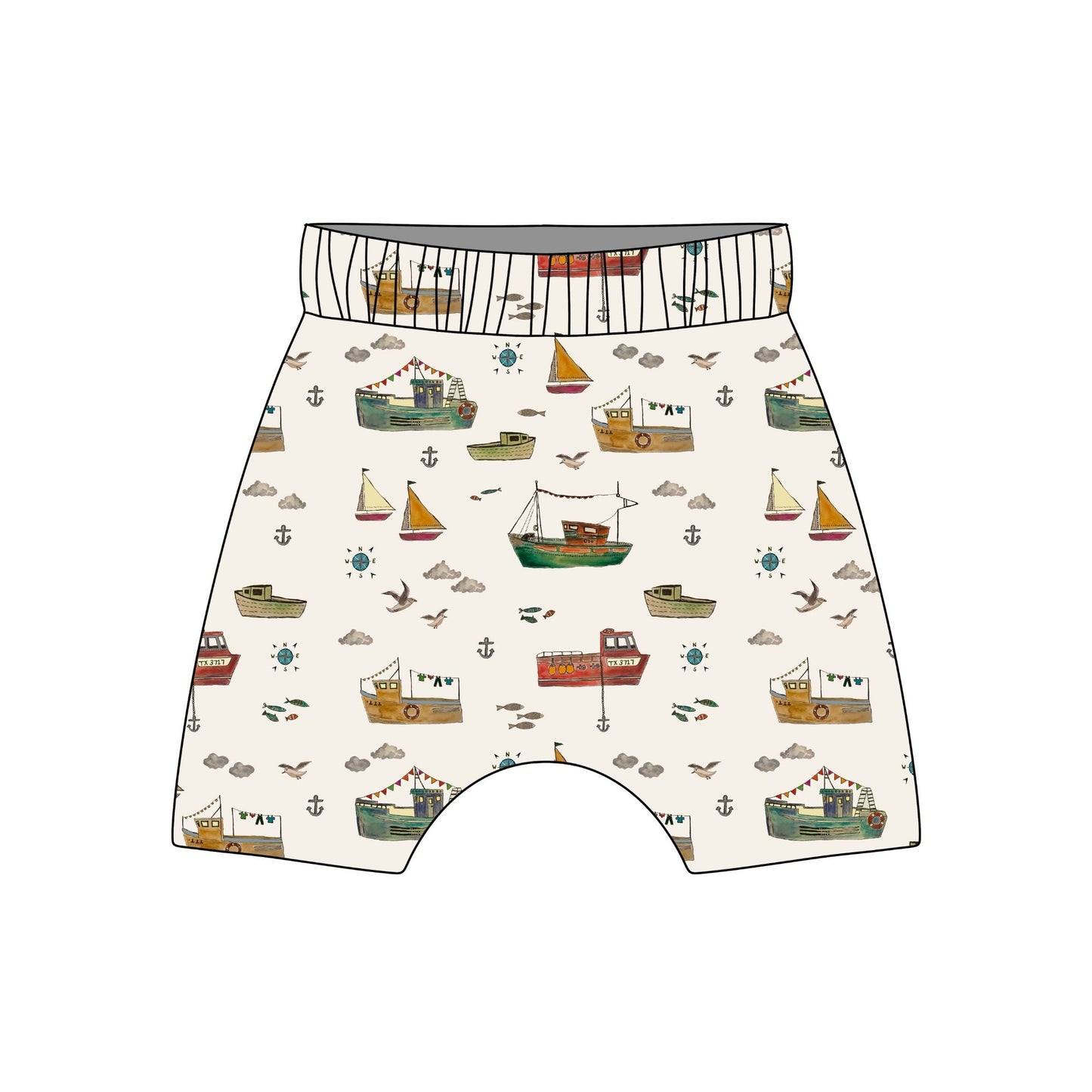 Fishing Boats Child & Baby Shorts - Rolled or Hemmed
