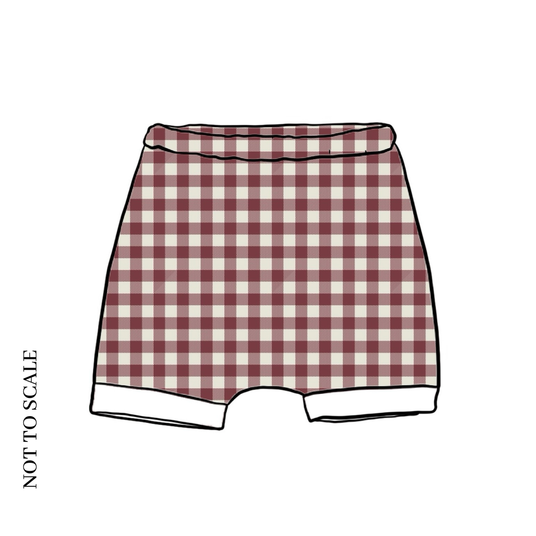 Berry Gingham Rolled Shorts