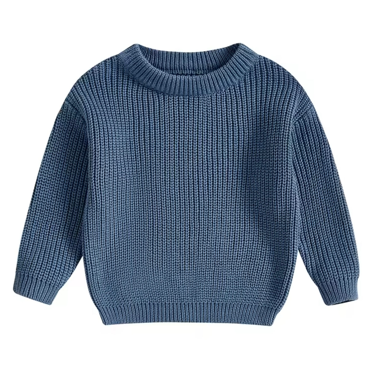 Chunky Knit Oversized Sweater - Denim Blue